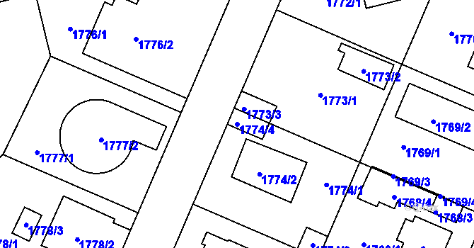 Parcela st. 1774/4 v KÚ Kamýk, Katastrální mapa