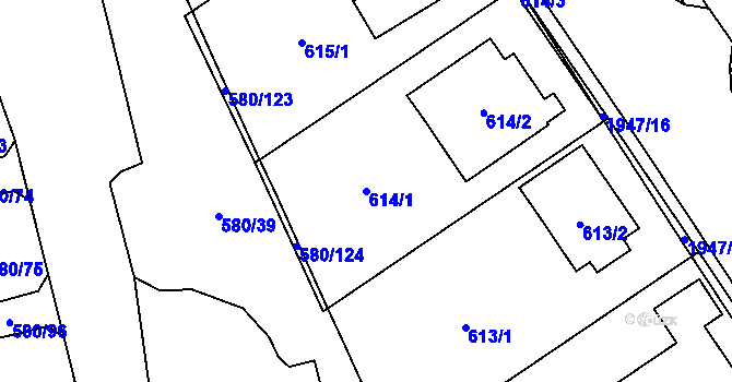 Parcela st. 614/1 v KÚ Kamýk, Katastrální mapa