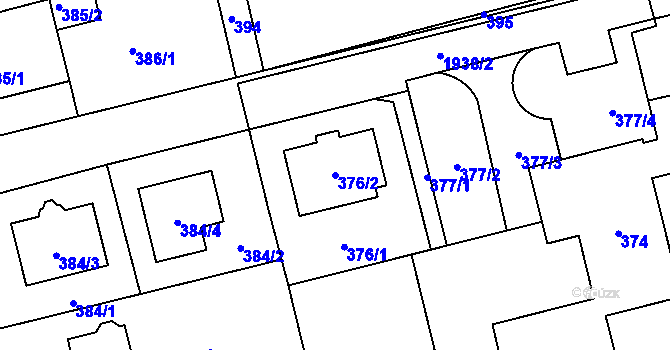 Parcela st. 376/2 v KÚ Kamýk, Katastrální mapa