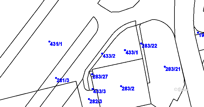 Parcela st. 433/2 v KÚ Kamýk, Katastrální mapa