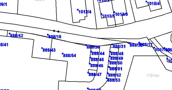 Parcela st. 888/30 v KÚ Kamýk, Katastrální mapa