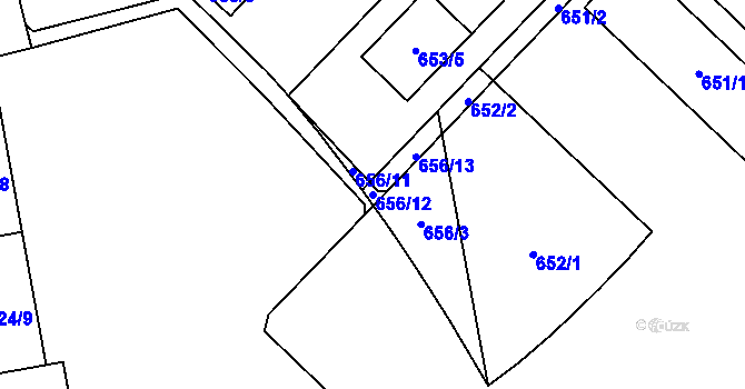 Parcela st. 656/12 v KÚ Kamýk, Katastrální mapa