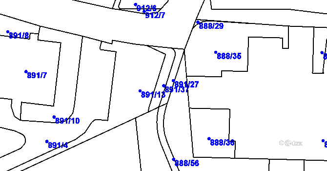 Parcela st. 891/37 v KÚ Kamýk, Katastrální mapa