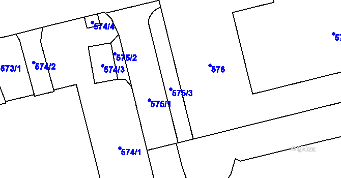 Parcela st. 575/3 v KÚ Kamýk, Katastrální mapa
