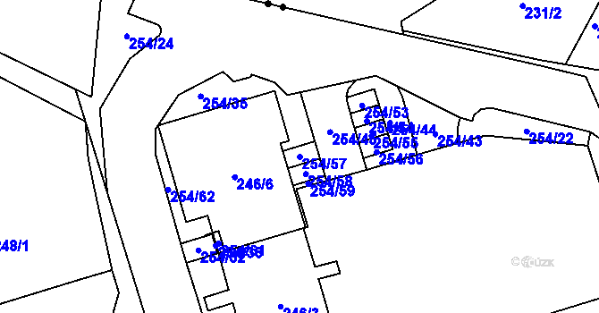 Parcela st. 254/57 v KÚ Kamýk, Katastrální mapa