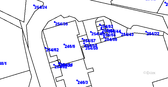 Parcela st. 254/58 v KÚ Kamýk, Katastrální mapa