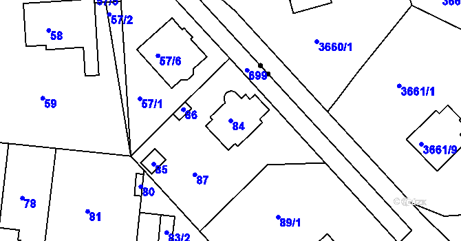 Parcela st. 84 v KÚ Komořany, Katastrální mapa