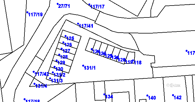 Parcela st. 123 v KÚ Komořany, Katastrální mapa