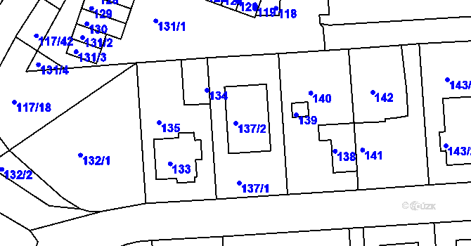 Parcela st. 137/2 v KÚ Komořany, Katastrální mapa