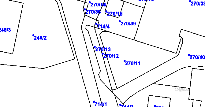 Parcela st. 270/12 v KÚ Komořany, Katastrální mapa