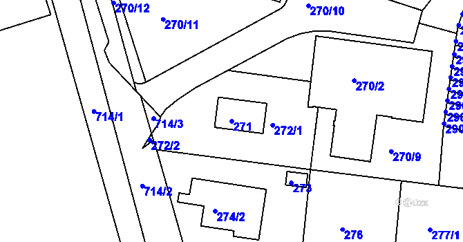 Parcela st. 271 v KÚ Komořany, Katastrální mapa