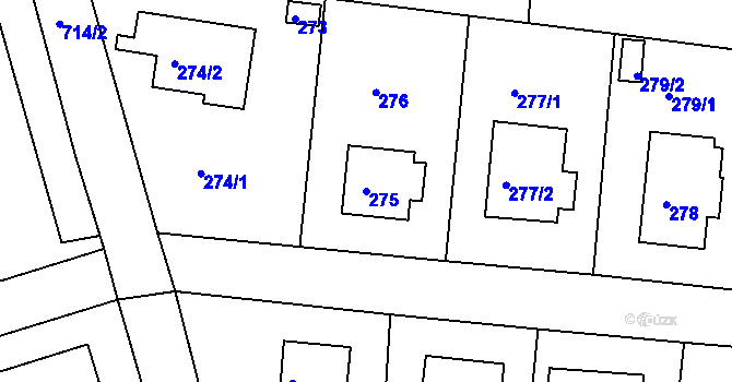 Parcela st. 275 v KÚ Komořany, Katastrální mapa