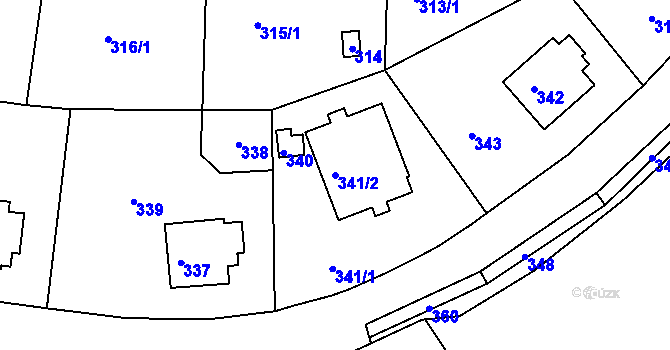 Parcela st. 341/2 v KÚ Komořany, Katastrální mapa