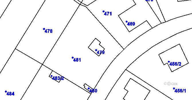 Parcela st. 479 v KÚ Komořany, Katastrální mapa