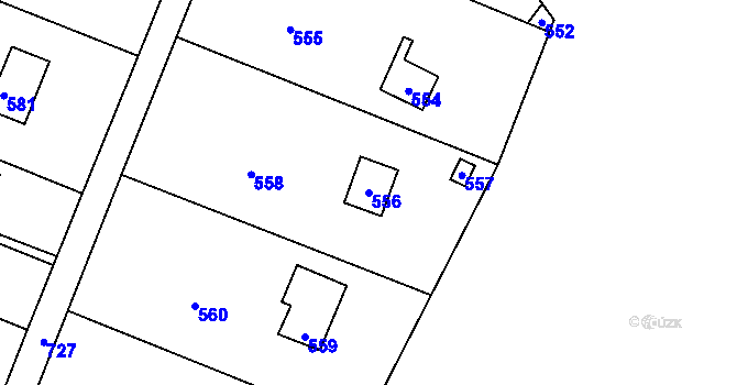 Parcela st. 556 v KÚ Komořany, Katastrální mapa