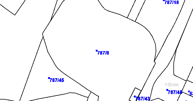 Parcela st. 787/8 v KÚ Komořany, Katastrální mapa