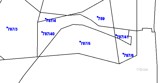 Parcela st. 787/5 v KÚ Komořany, Katastrální mapa