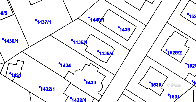 Parcela st. 1436/4 v KÚ Modřany, Katastrální mapa
