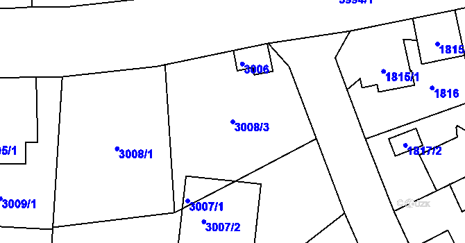 Parcela st. 3008/3 v KÚ Modřany, Katastrální mapa