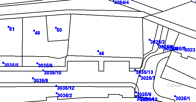 Parcela st. 48 v KÚ Modřany, Katastrální mapa