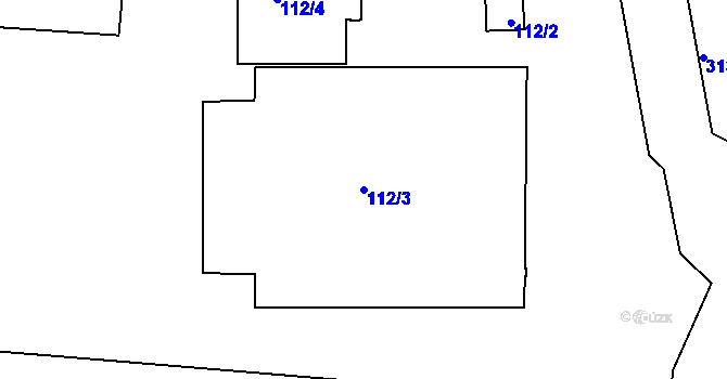 Parcela st. 112/3 v KÚ Modřany, Katastrální mapa