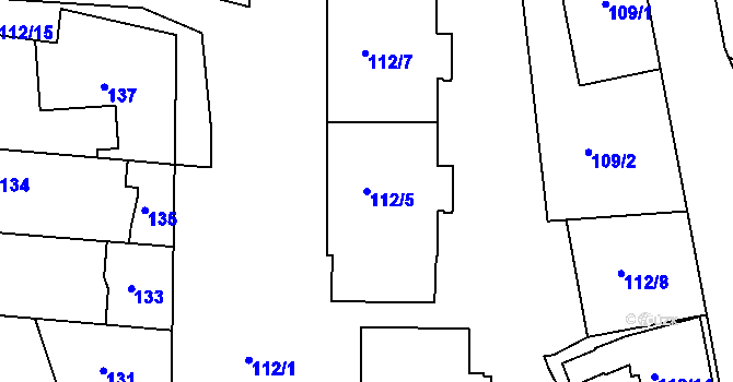 Parcela st. 112/5 v KÚ Modřany, Katastrální mapa