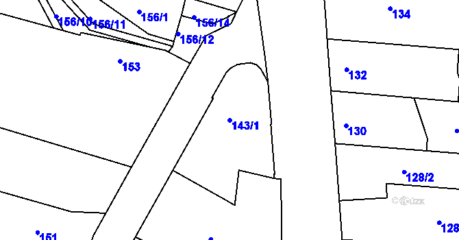 Parcela st. 143/1 v KÚ Modřany, Katastrální mapa