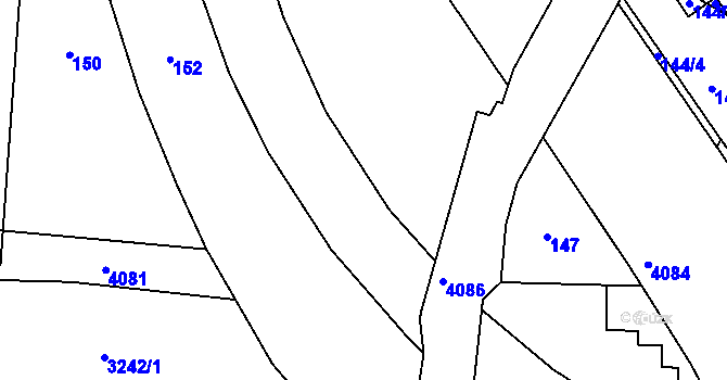 Parcela st. 149 v KÚ Modřany, Katastrální mapa