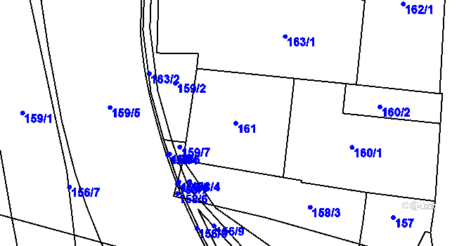 Parcela st. 161 v KÚ Modřany, Katastrální mapa