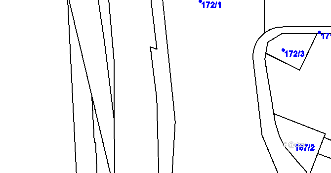 Parcela st. 166 v KÚ Modřany, Katastrální mapa