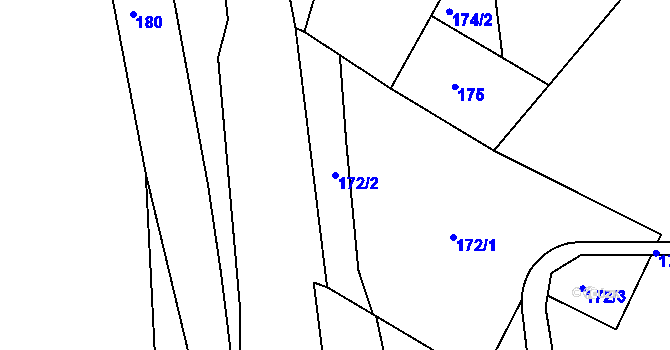 Parcela st. 172/2 v KÚ Modřany, Katastrální mapa