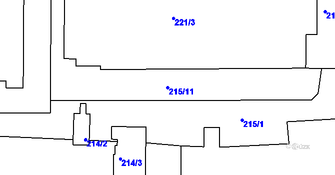 Parcela st. 215/11 v KÚ Modřany, Katastrální mapa