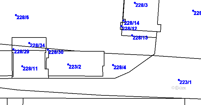 Parcela st. 223/5 v KÚ Modřany, Katastrální mapa