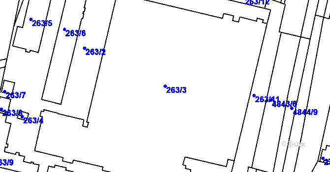 Parcela st. 263/3 v KÚ Modřany, Katastrální mapa