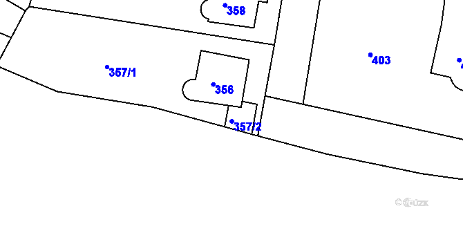 Parcela st. 357/2 v KÚ Modřany, Katastrální mapa