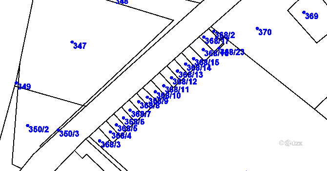 Parcela st. 368/11 v KÚ Modřany, Katastrální mapa