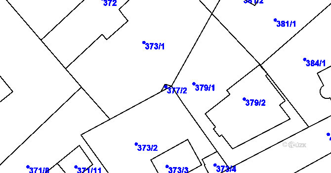 Parcela st. 377/2 v KÚ Modřany, Katastrální mapa