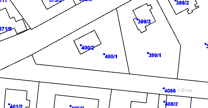 Parcela st. 400/1 v KÚ Modřany, Katastrální mapa