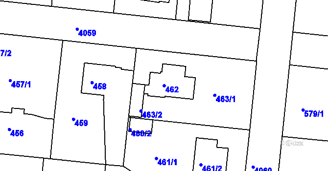 Parcela st. 462 v KÚ Modřany, Katastrální mapa