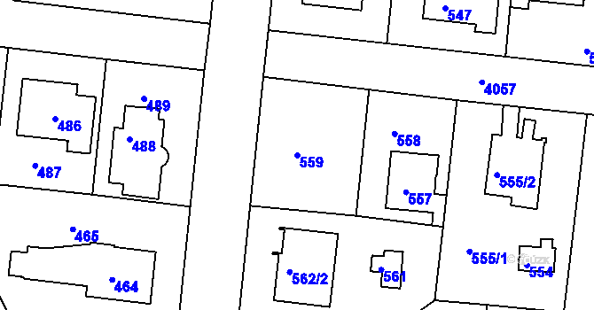 Parcela st. 559 v KÚ Modřany, Katastrální mapa