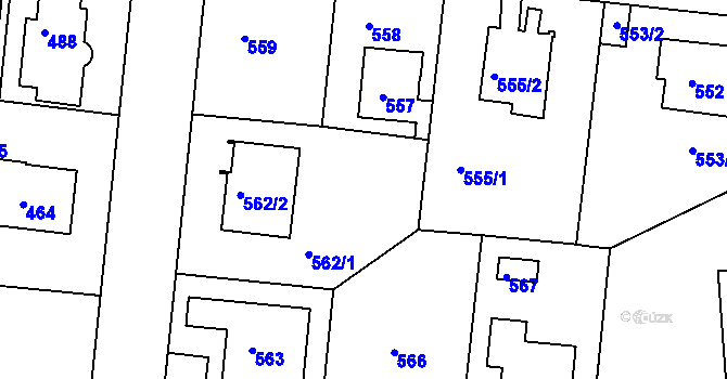 Parcela st. 561 v KÚ Modřany, Katastrální mapa