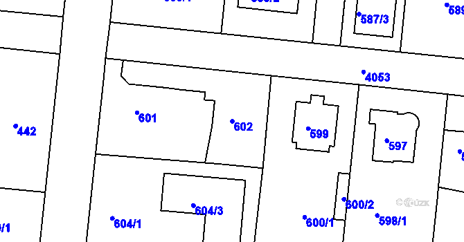 Parcela st. 602 v KÚ Modřany, Katastrální mapa