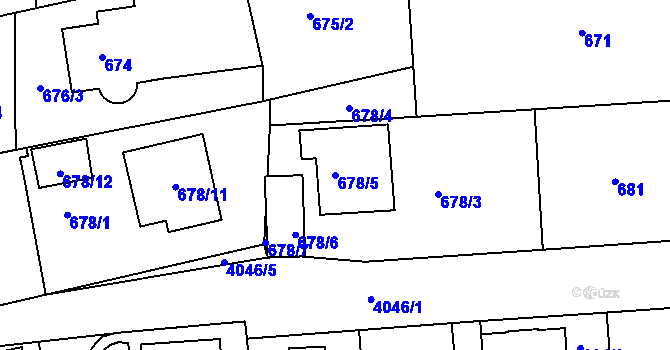 Parcela st. 678/5 v KÚ Modřany, Katastrální mapa