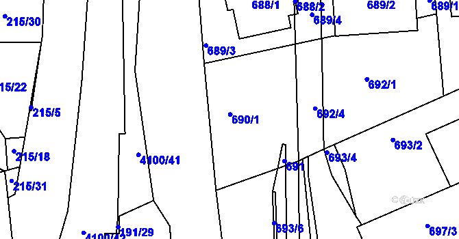 Parcela st. 692/3 v KÚ Modřany, Katastrální mapa