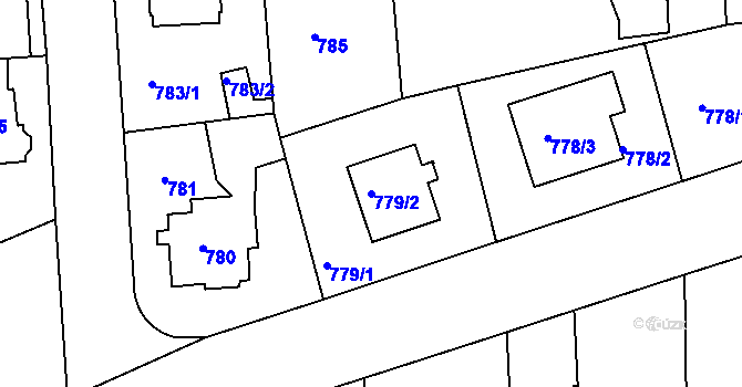 Parcela st. 779/2 v KÚ Modřany, Katastrální mapa