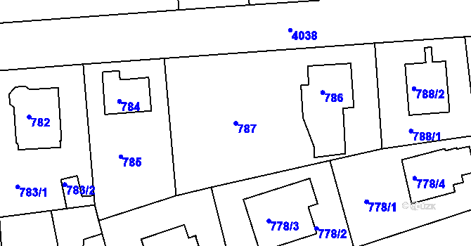 Parcela st. 787 v KÚ Modřany, Katastrální mapa