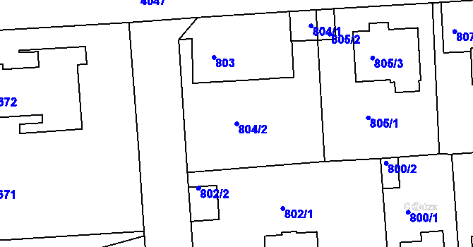 Parcela st. 804/2 v KÚ Modřany, Katastrální mapa