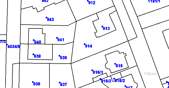 Parcela st. 914 v KÚ Modřany, Katastrální mapa