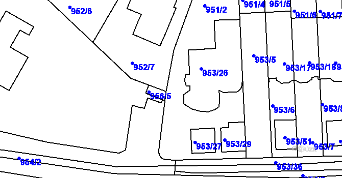 Parcela st. 952/2 v KÚ Modřany, Katastrální mapa