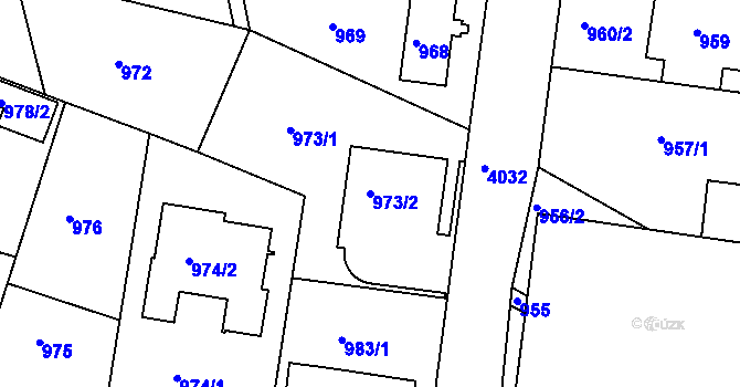 Parcela st. 973/2 v KÚ Modřany, Katastrální mapa